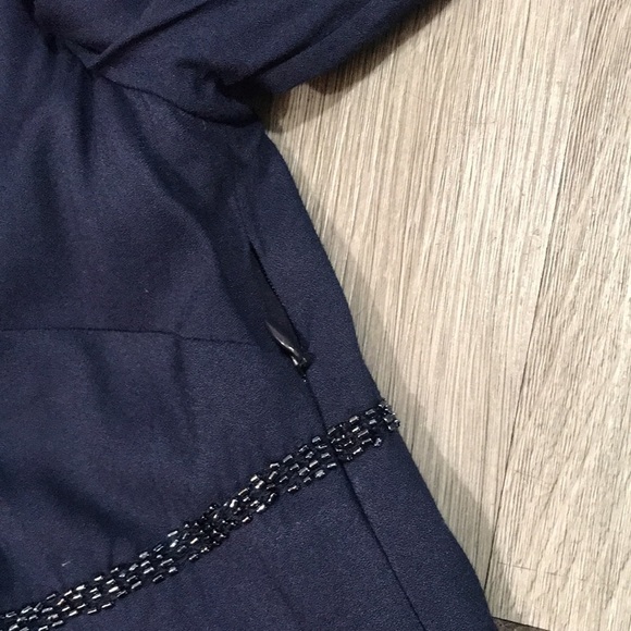 Boden Navy Blue Beaded 3/4 Sleeve Peter Pan Collar Cocktail Dress size 6 - Picture 8 of 14